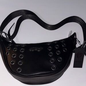 Ed Hardy Black Crossbody Bag with Silver Accents